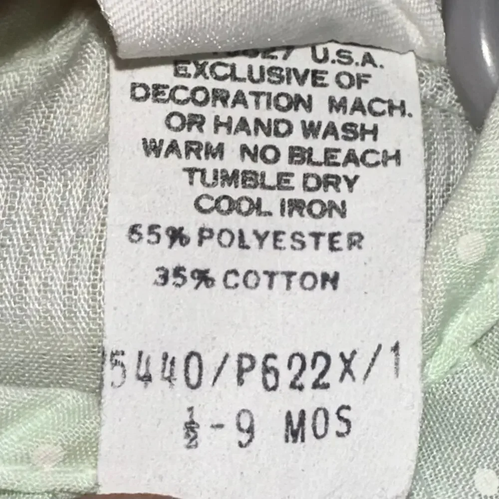 Vintage Toddle Time JcPenney Light Jade Green Dot Ruffle Prairie Baby Dress 6-9M